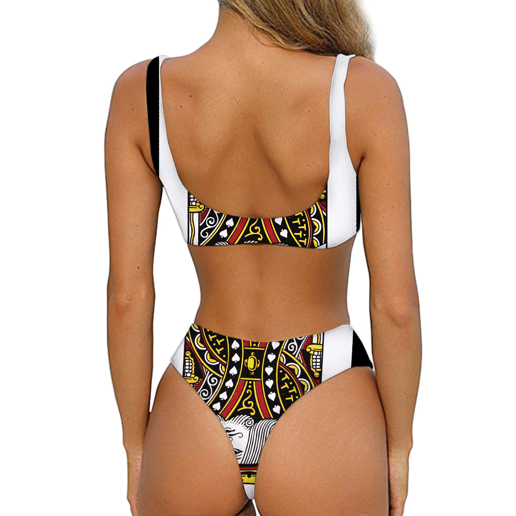 King Of Spades Playing Card Print Front Bow Tie Bikini