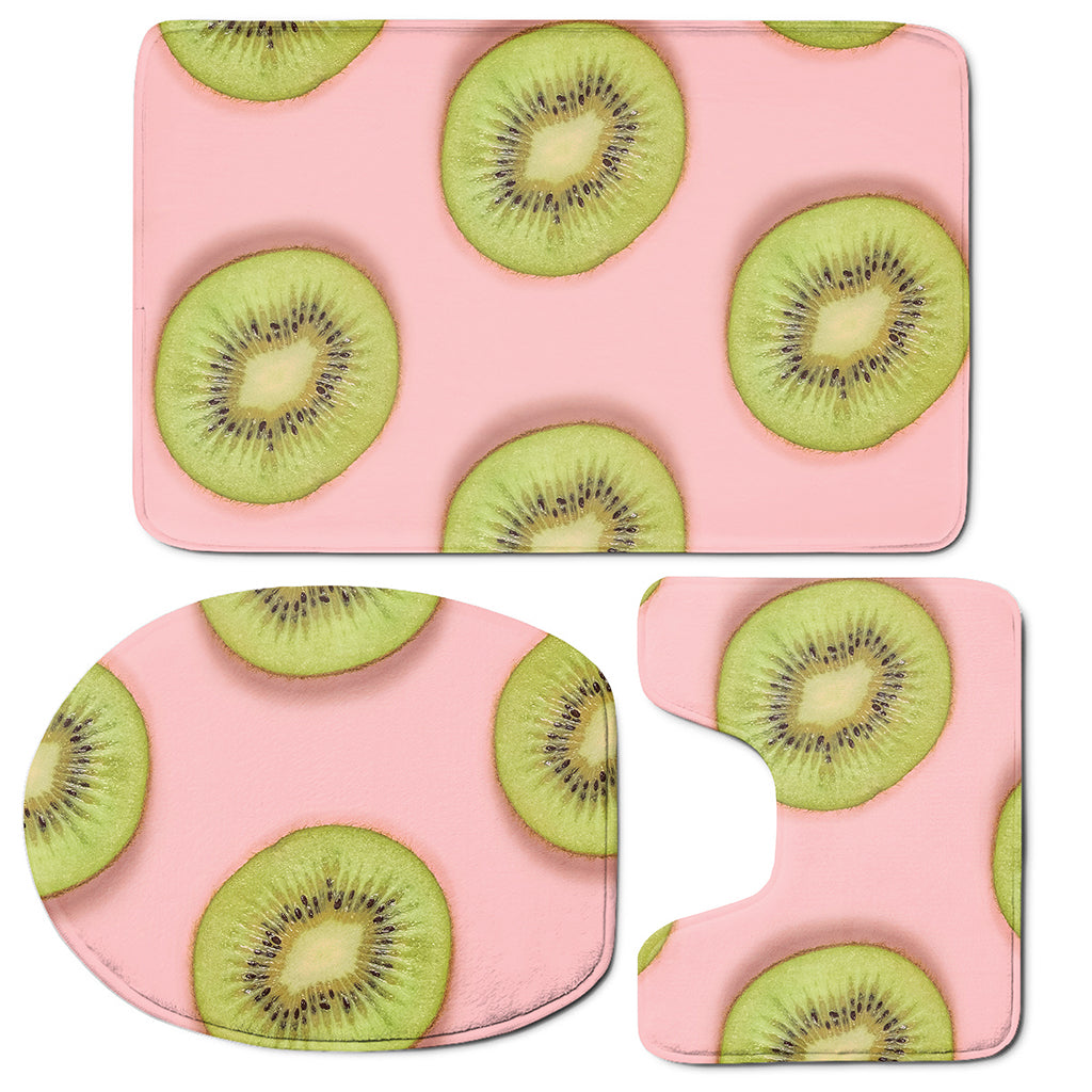 Kiwi Slices Pattern Print 3 Piece Bath Mat Set