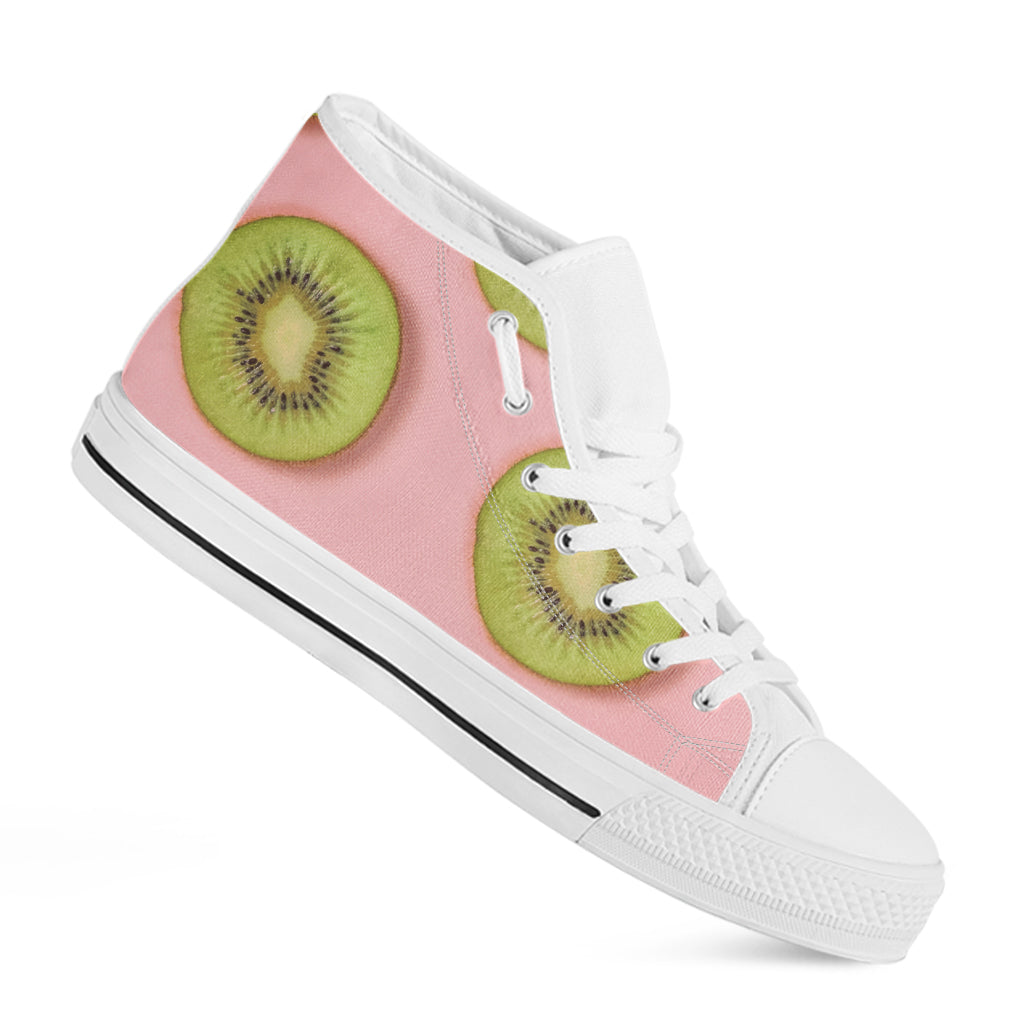 Kiwi Slices Pattern Print White High Top Shoes