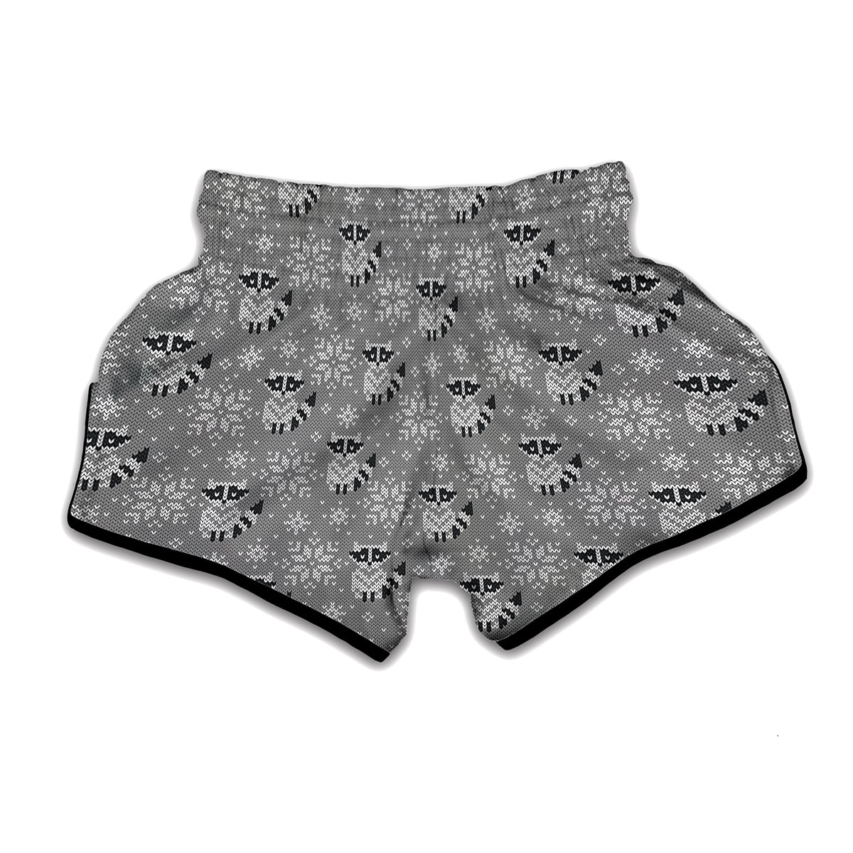 Knitted Raccoon Pattern Print Muay Thai Boxing Shorts