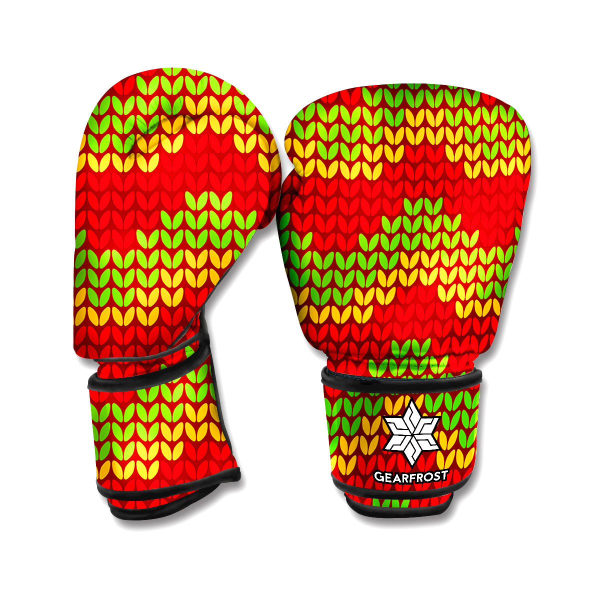 Knitted Reggae Pattern Print Boxing Gloves