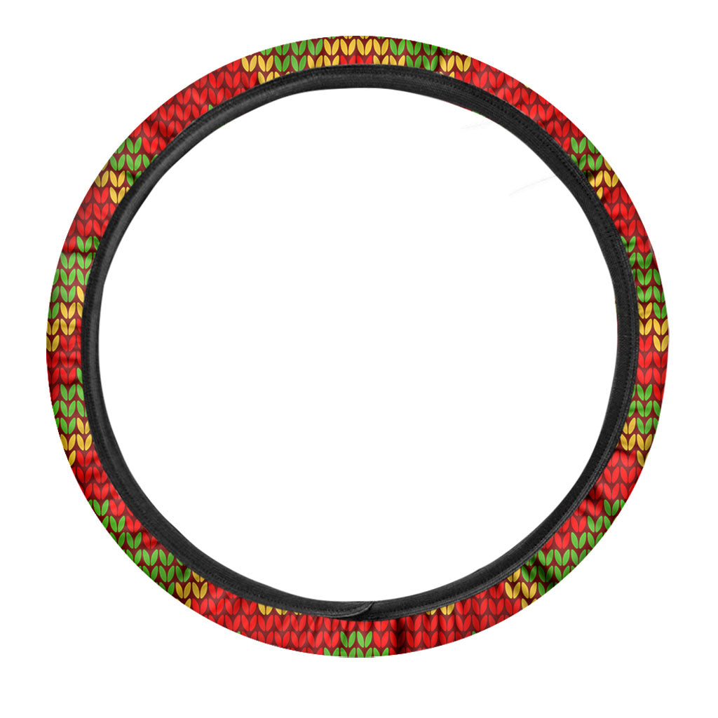 Knitted Reggae Pattern Print Car Steering Wheel Cover