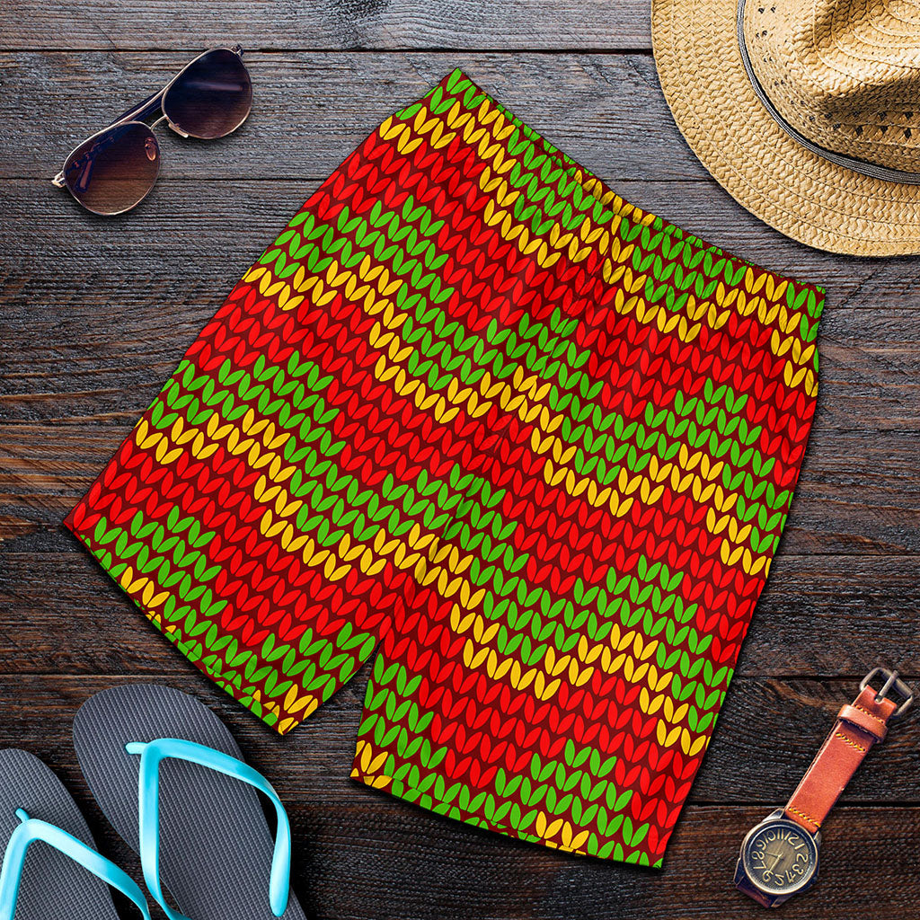 Knitted Reggae Pattern Print Men's Shorts