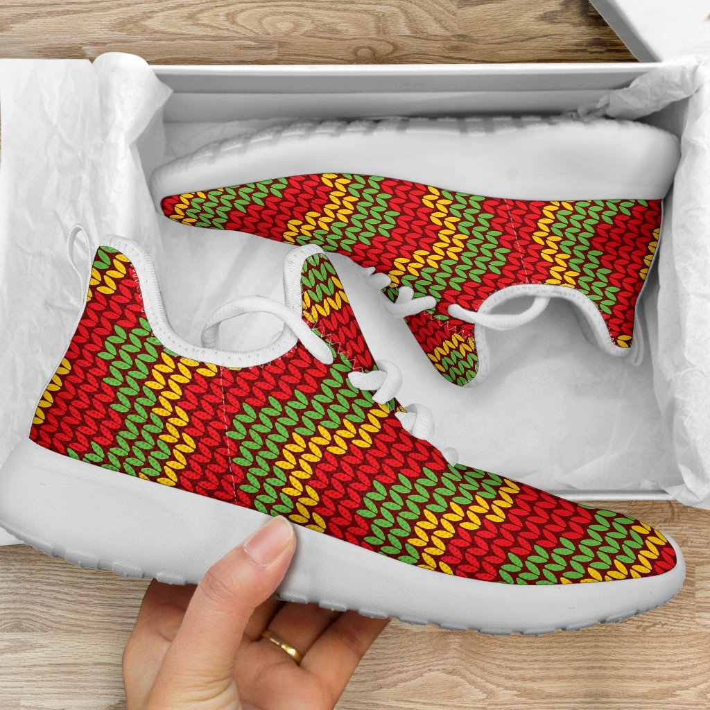 Knitted Reggae Pattern Print Mesh Knit Shoes GearFrost