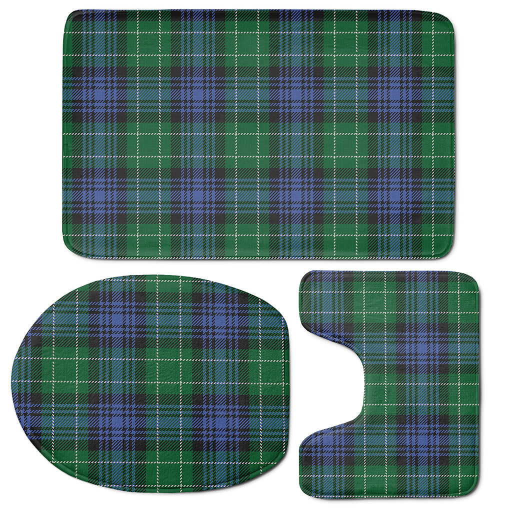 Knitted Scottish Plaid Print 3 Piece Bath Mat Set