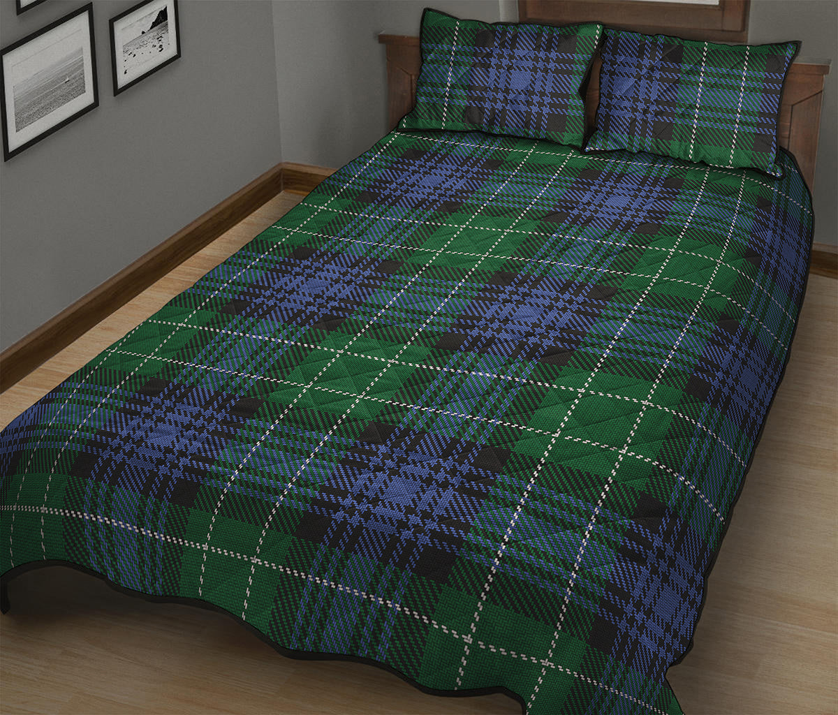 Knitted Scottish Plaid Print Quilt Bed Set