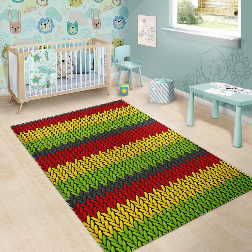 Knitted Style Reggae Pattern Print Area Rug GearFrost