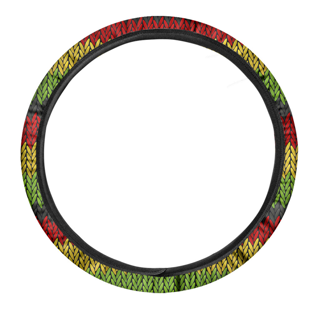Knitted Style Reggae Pattern Print Car Steering Wheel Cover