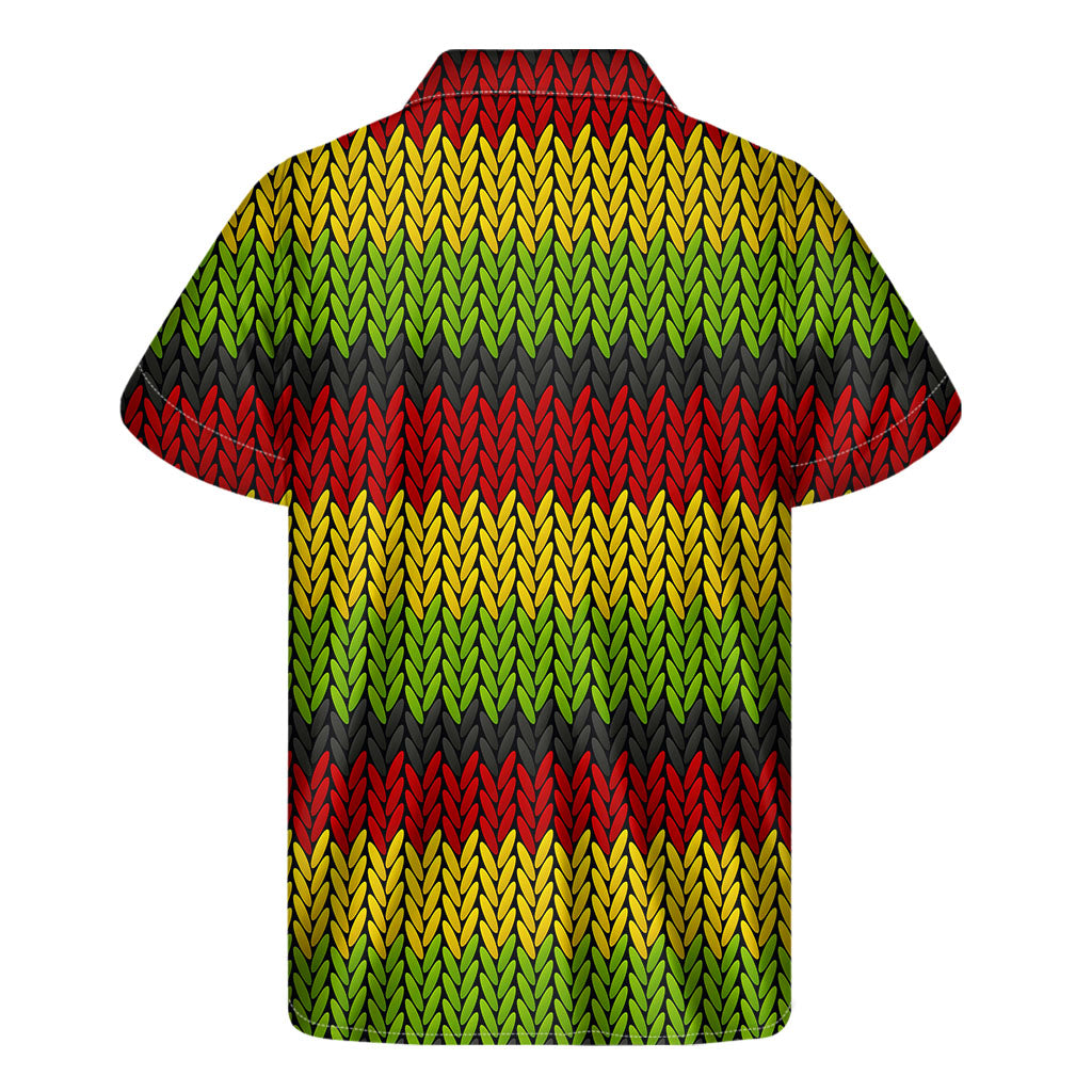 Knitted Style Reggae Pattern Print Men's Short Sleeve Shirt