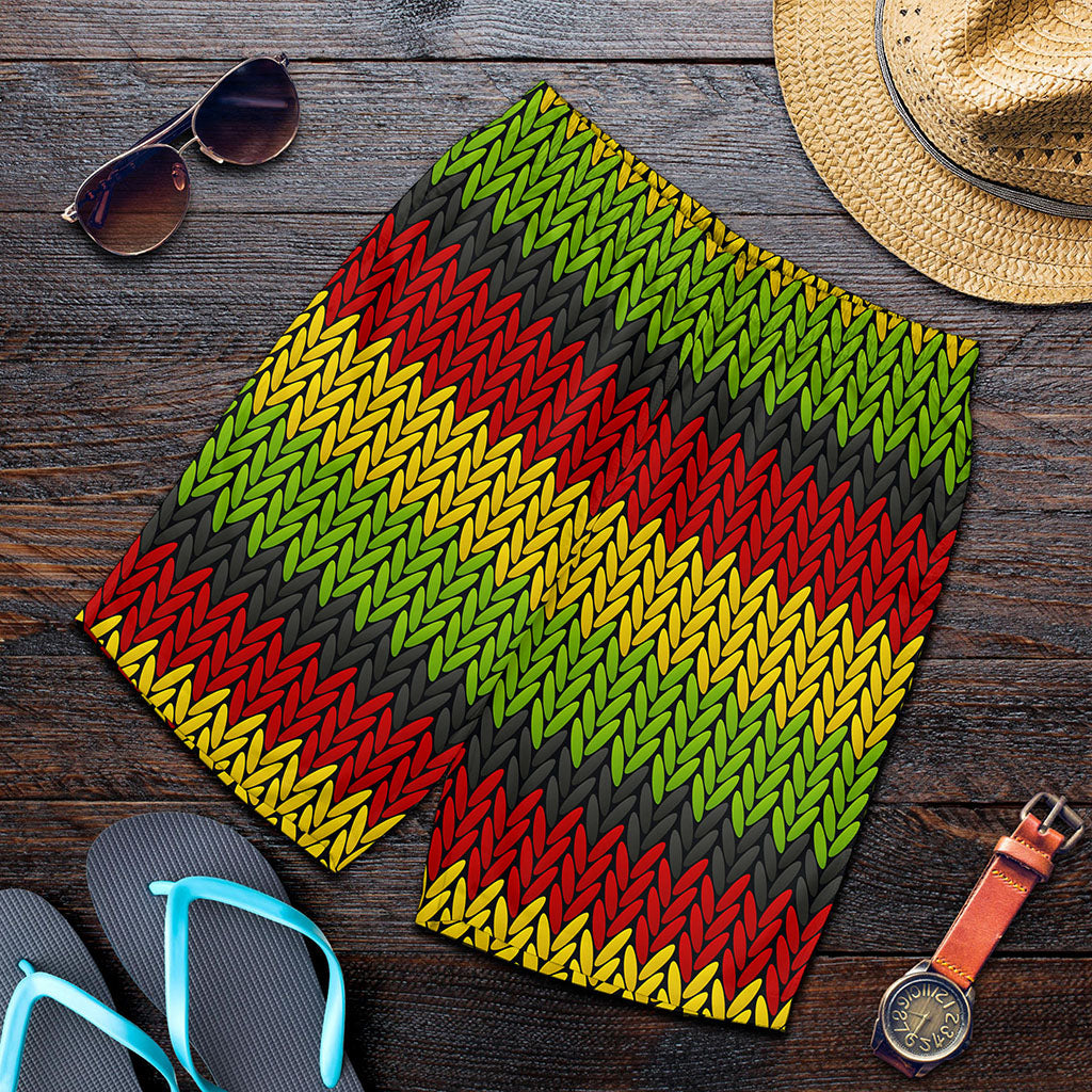 Knitted Style Reggae Pattern Print Men's Shorts