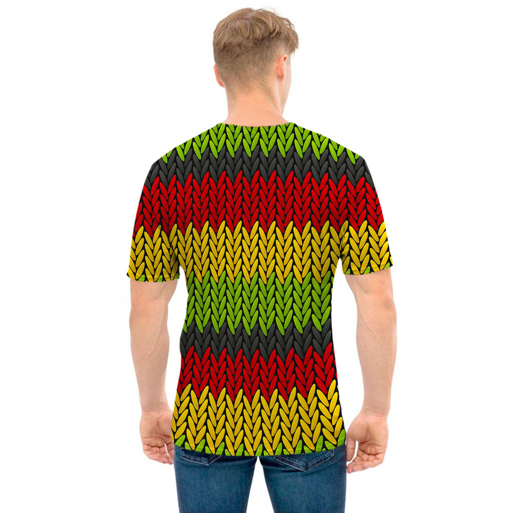 Knitted Style Reggae Pattern Print Men's T-Shirt