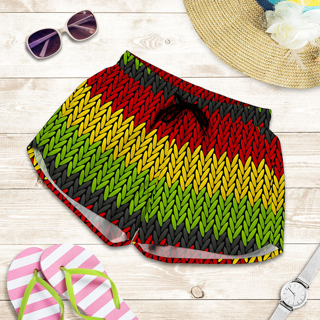 Knitted Style Reggae Pattern Print Women's Shorts