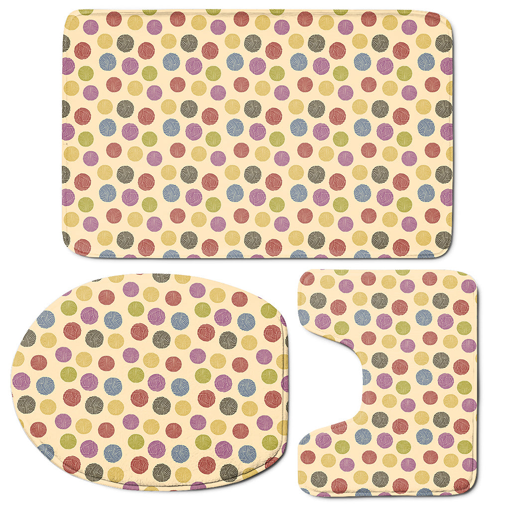 Knitting Yarn Pattern Print 3 Piece Bath Mat Set