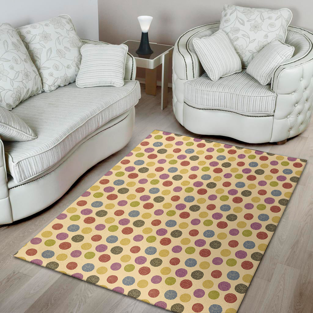 Knitting Yarn Pattern Print Area Rug