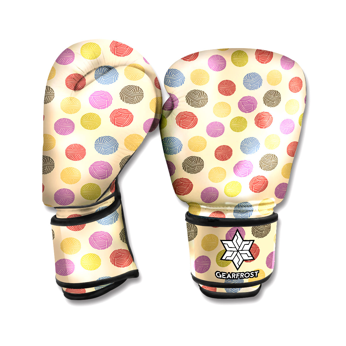 Knitting Yarn Pattern Print Boxing Gloves