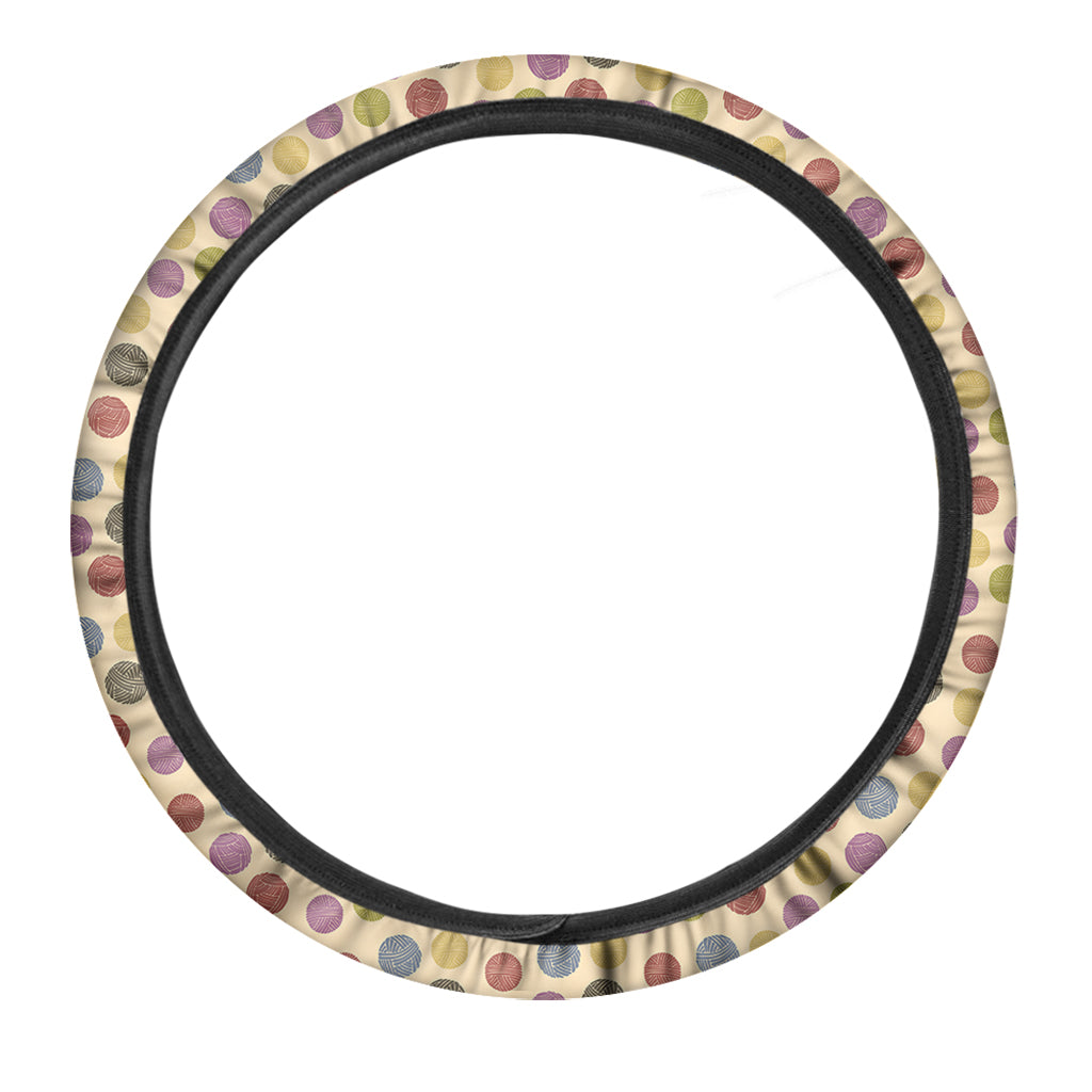 Knitting Yarn Pattern Print Car Steering Wheel Cover