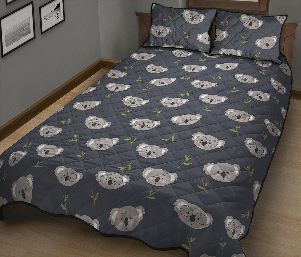 Koala Bear Pattern Print Quilt Bed Set