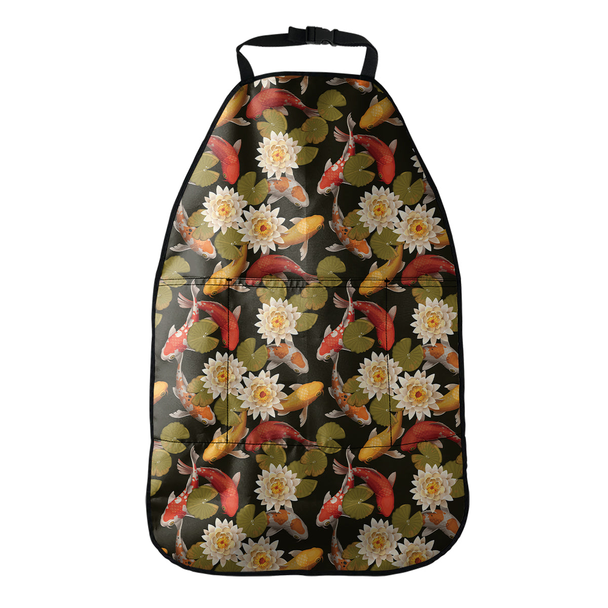Koi Carp And Lotus Pattern Print Car Seat Organizers