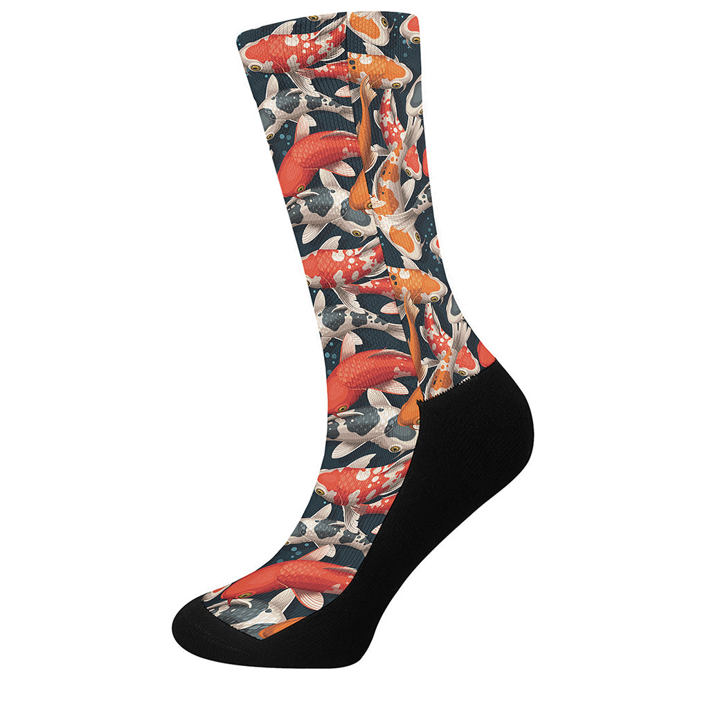 Koi Carp Pattern Print Crew Socks