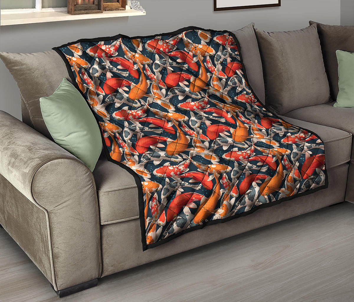 Koi Carp Pattern Print Quilt