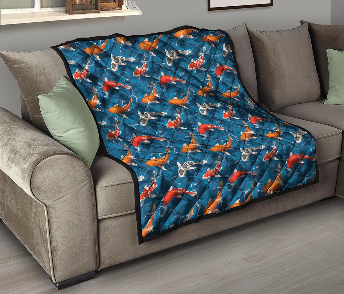 Koi Fish Pattern Print Quilt