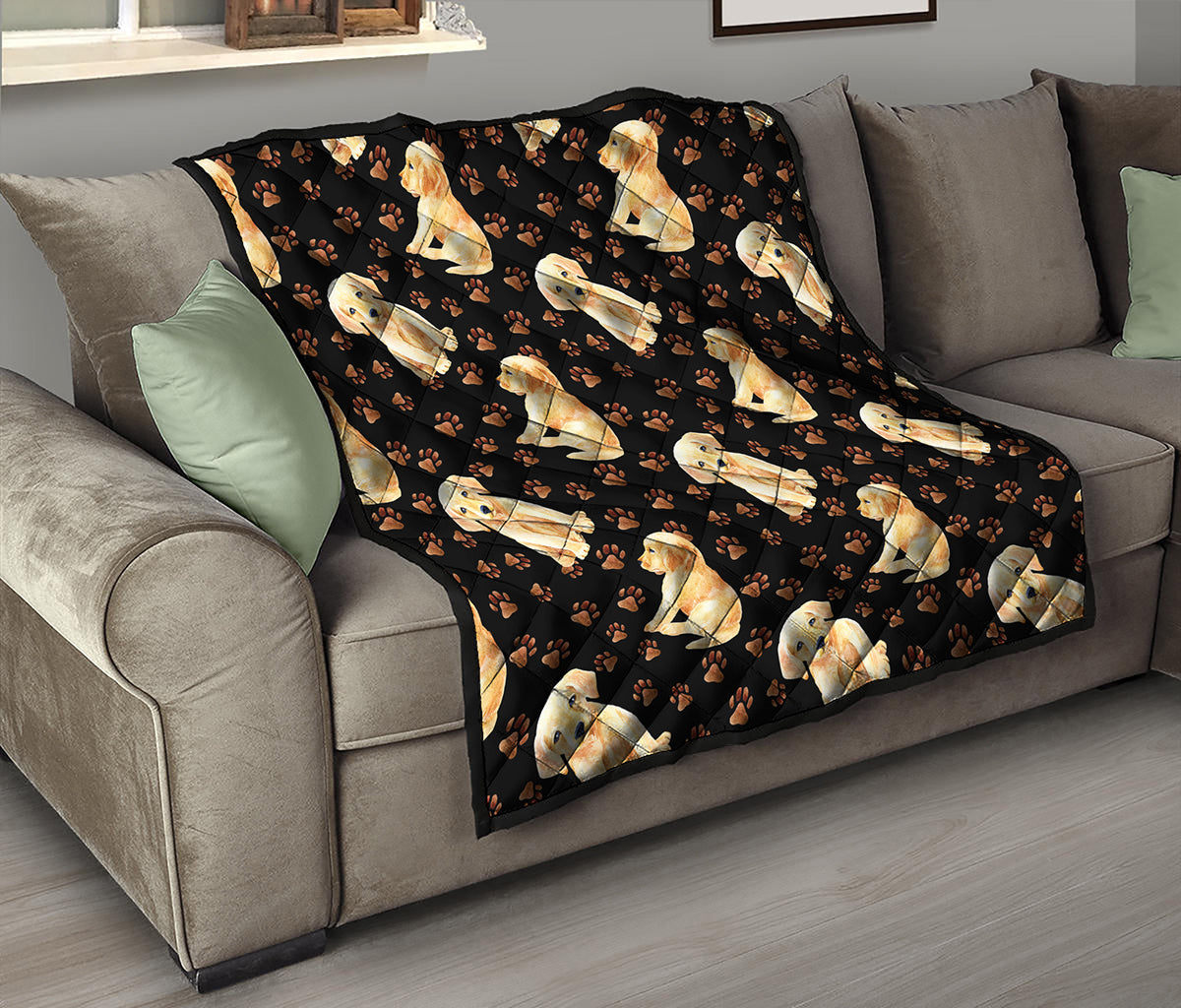 Labrador Retriever Puppy Pattern Print Quilt