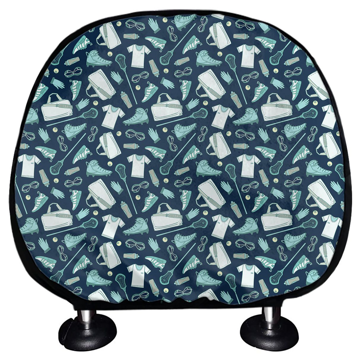Lacrosse Equipment Pattern Print Car Headrest Covers