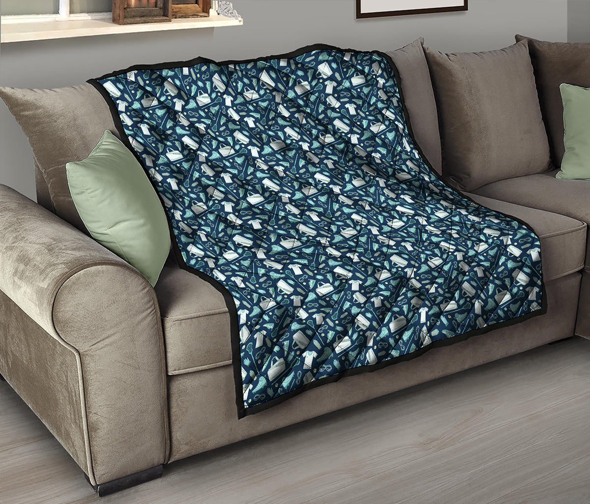 Lacrosse Equipment Pattern Print Quilt