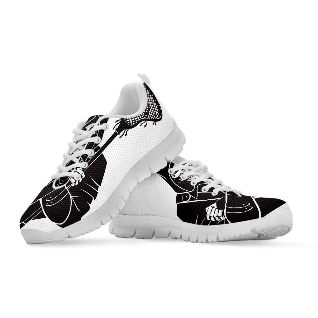 Lacrosse Skull Print White Sneakers