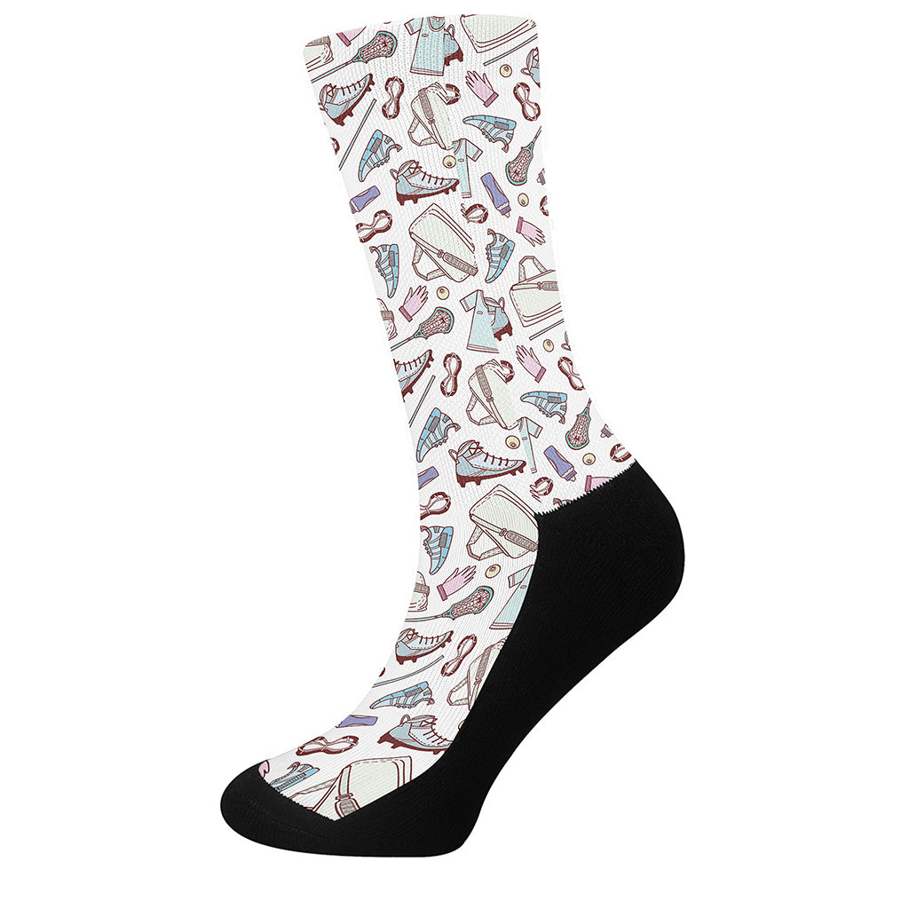 Lacrosse Sport Pattern Print Crew Socks