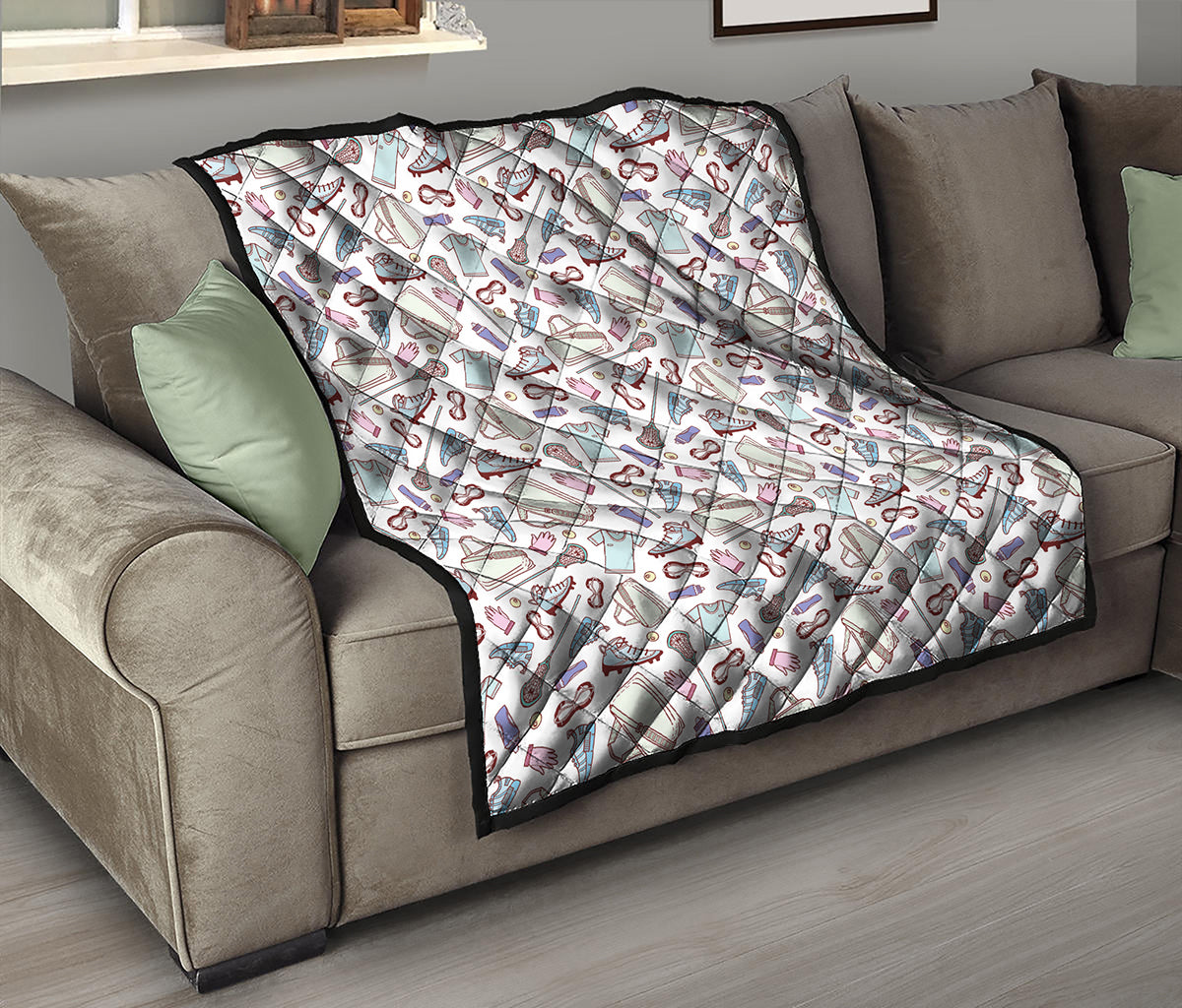 Lacrosse Sport Pattern Print Quilt