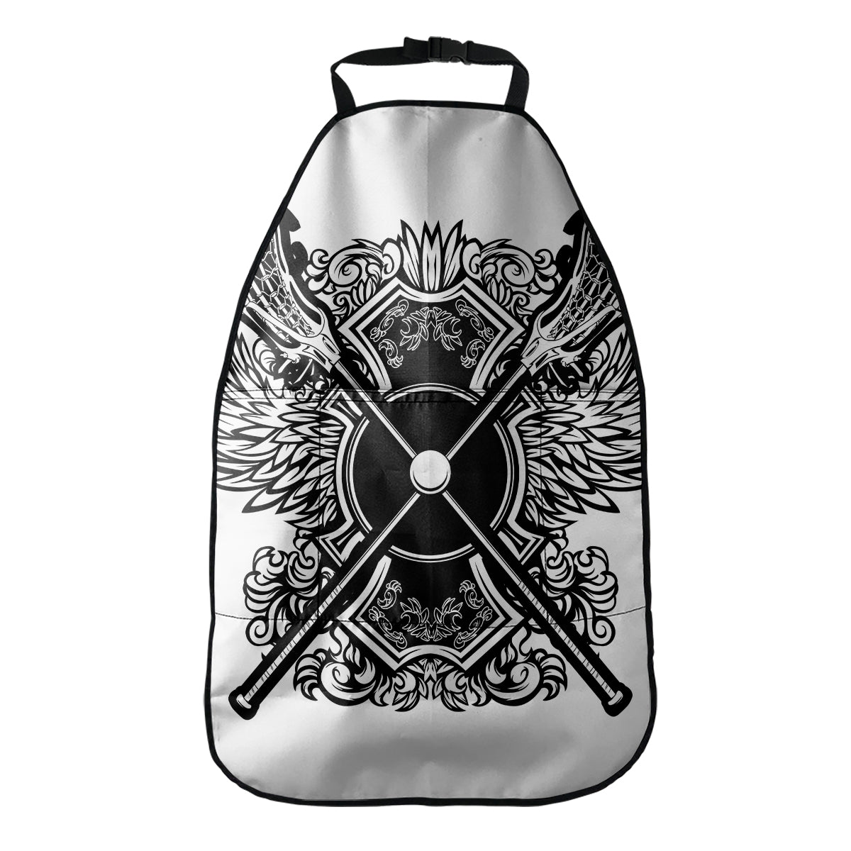 Lacrosse Sticks And Ornate Wing Print Car Seat Organizers