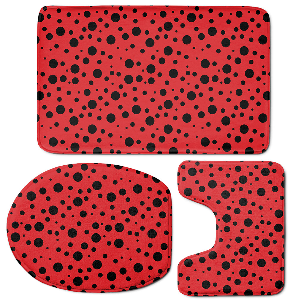 Ladybug Spots Pattern Print 3 Piece Bath Mat Set
