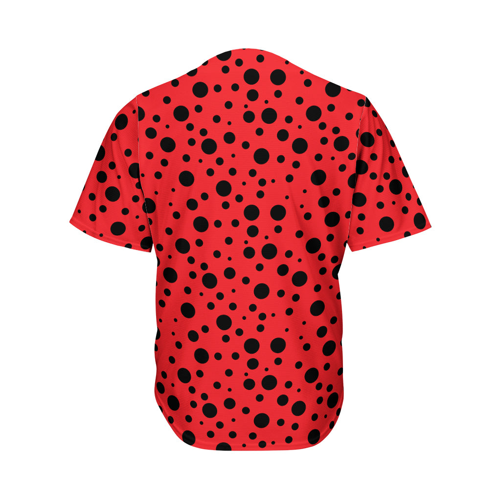 Ladybug Spots Pattern Print Men's Baseball Jersey