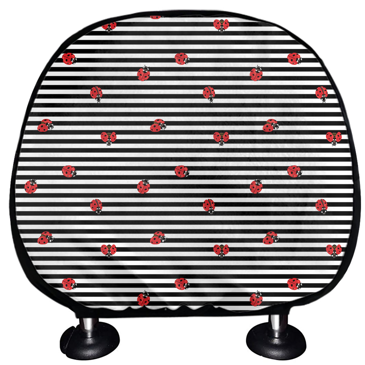 Ladybug Striped Pattern Print Car Headrest Covers