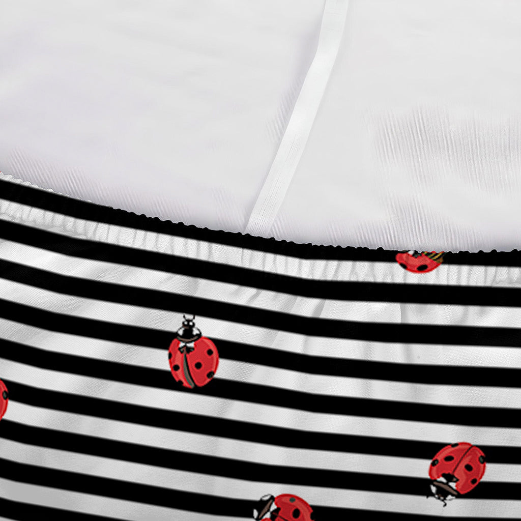 Ladybug Striped Pattern Print Sofa Cover