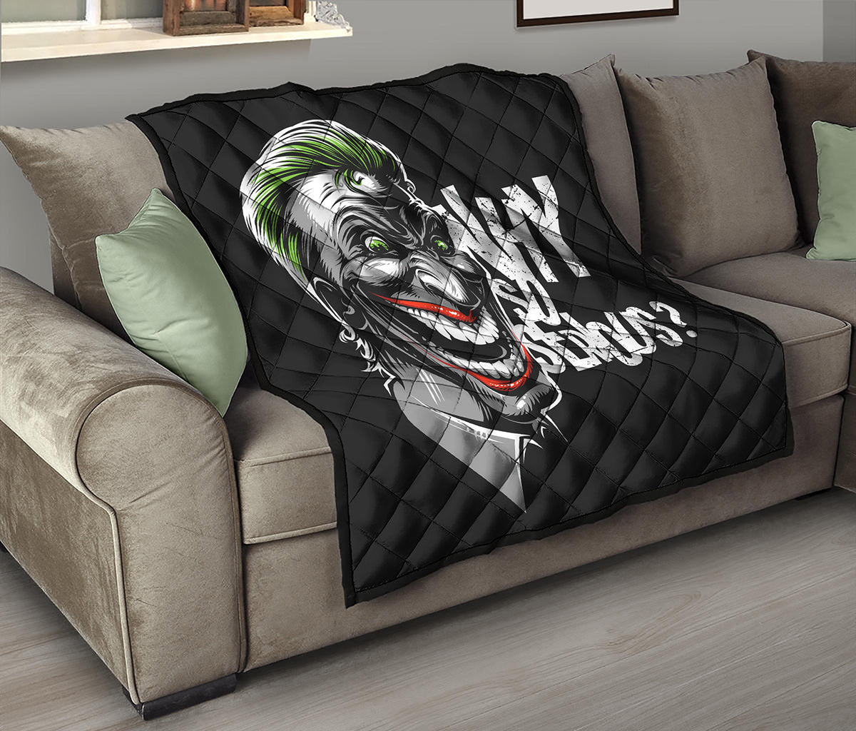 Laughing Joker Why So Serious Print Quilt