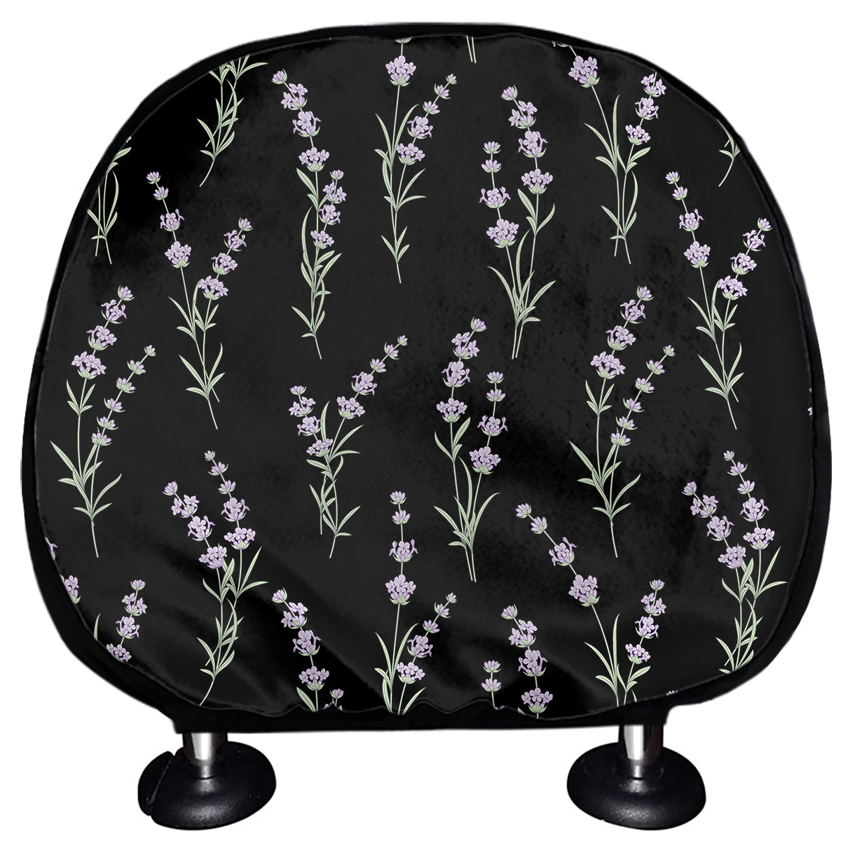Lavender Flowers Pattern Print Car Headrest Covers