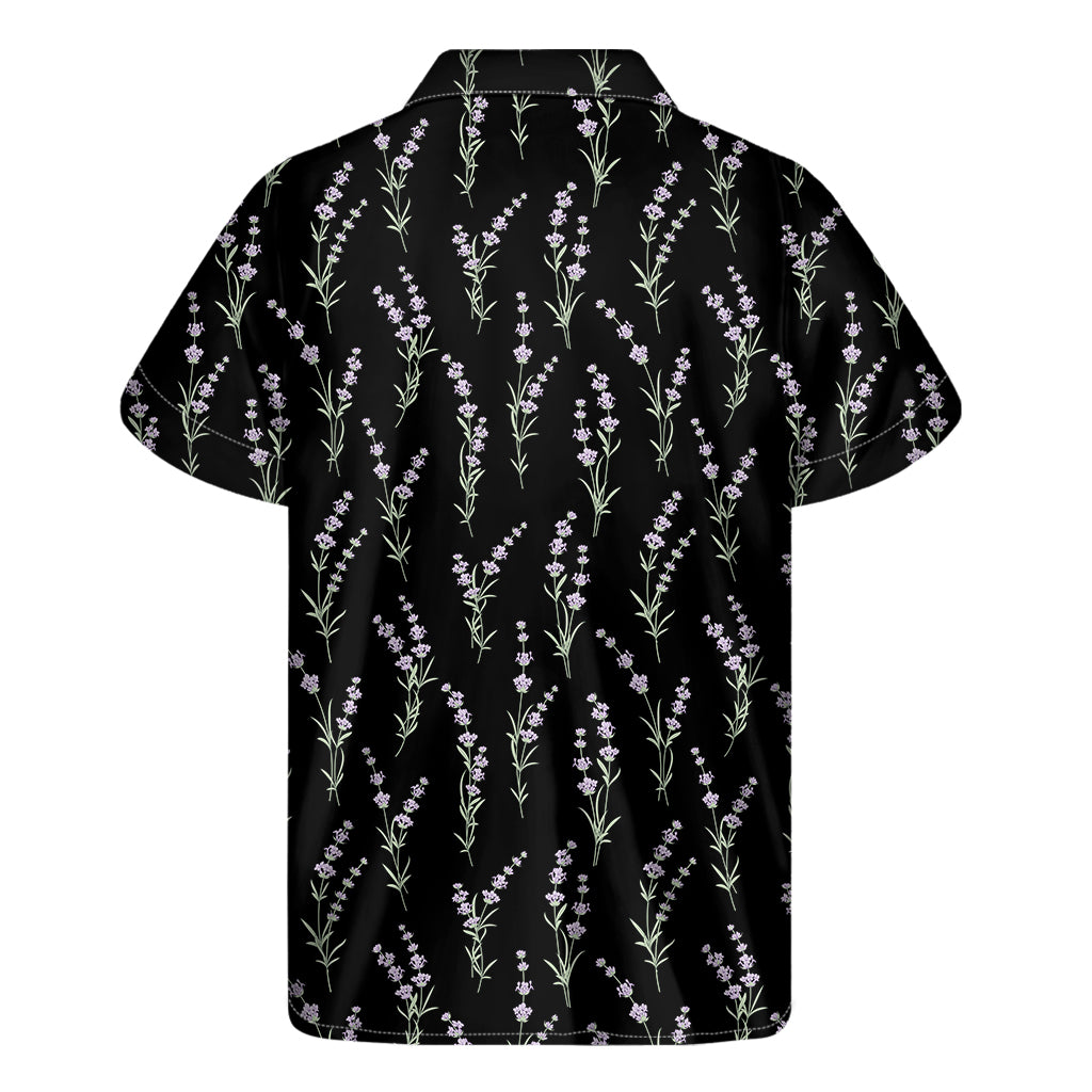 Lavender Flowers Pattern Print Men's Short Sleeve Shirt