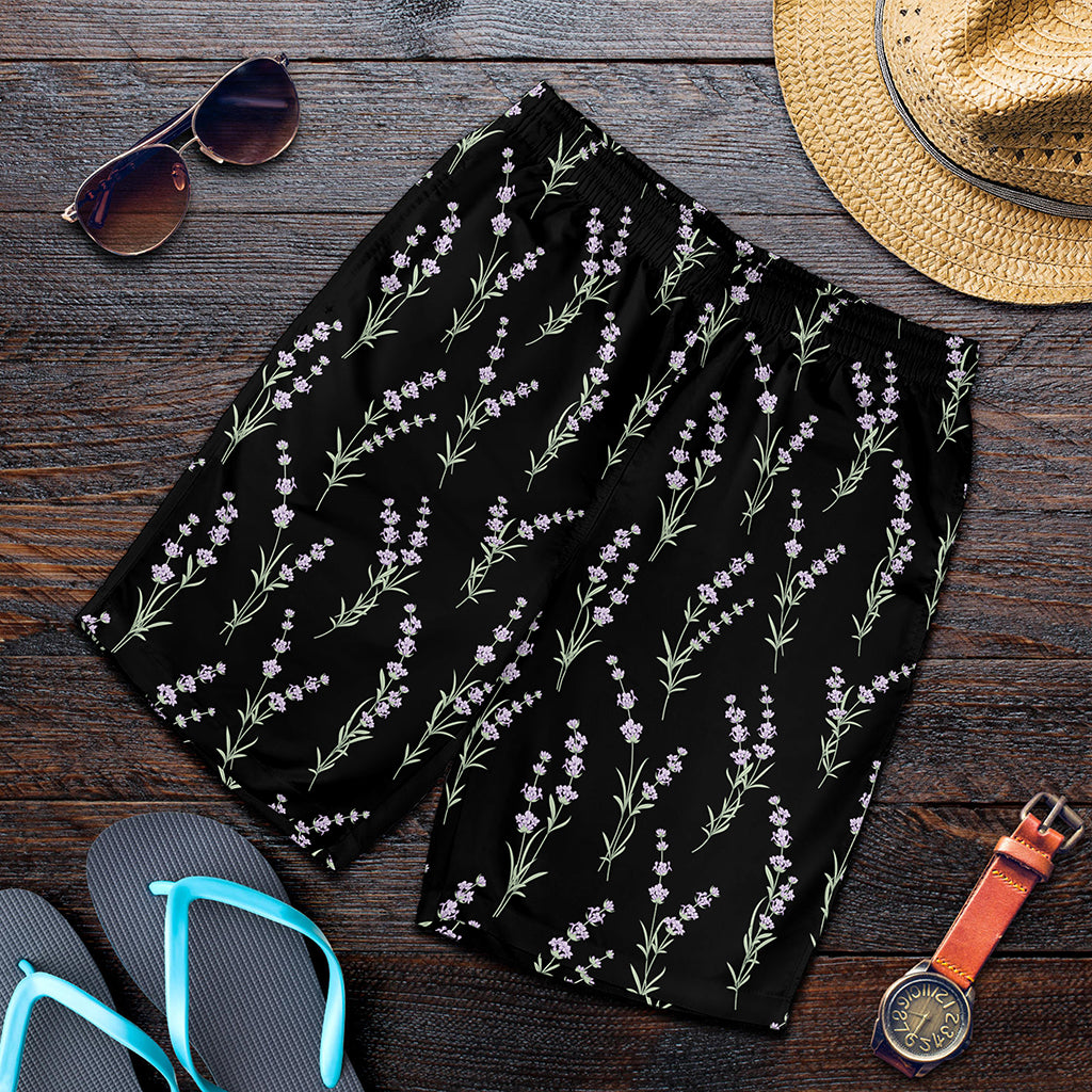 Lavender Flowers Pattern Print Men's Shorts