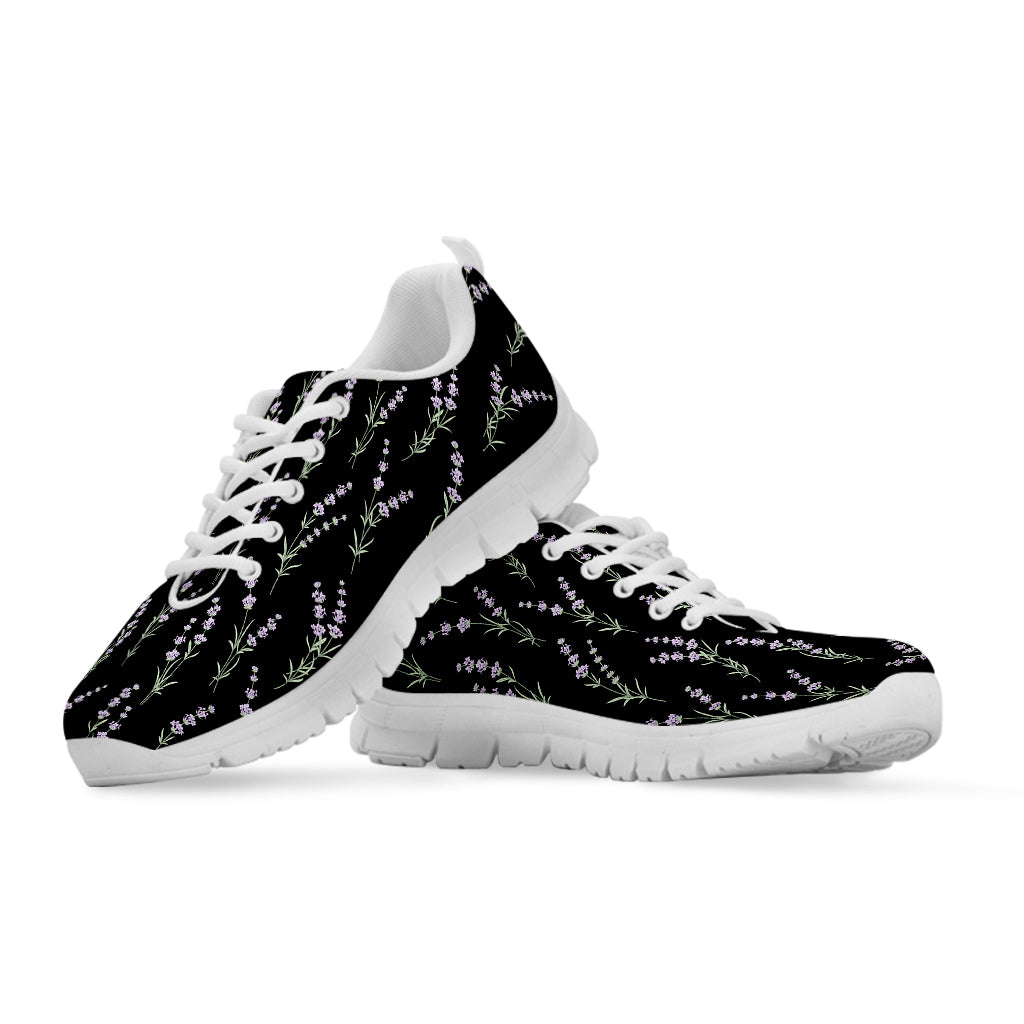 Lavender Flowers Pattern Print White Sneakers