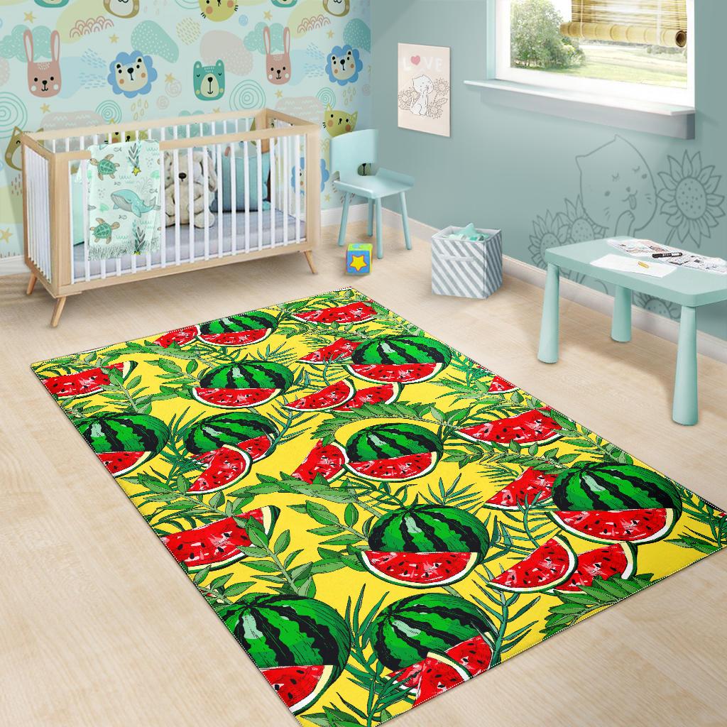 Leaf Watermelon Pieces Pattern Print Area Rug GearFrost