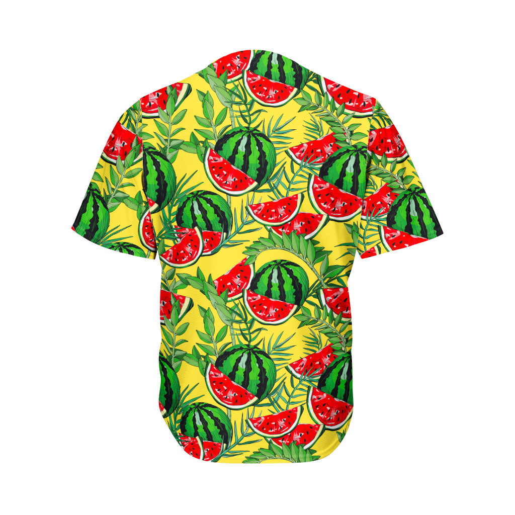 Leaf Watermelon Pieces Pattern Print Men's Baseball Jersey
