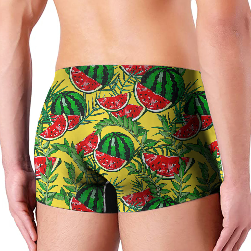 Leaf Watermelon Pieces Pattern Print Men's Boxer Briefs