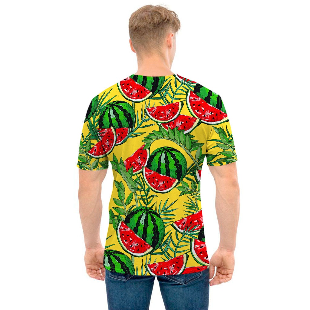 Leaf Watermelon Pieces Pattern Print Men's T-Shirt