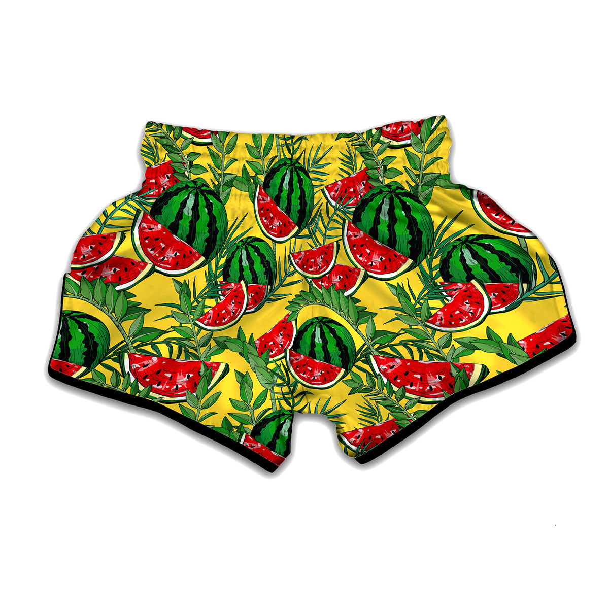 Leaf Watermelon Pieces Pattern Print Muay Thai Boxing Shorts
