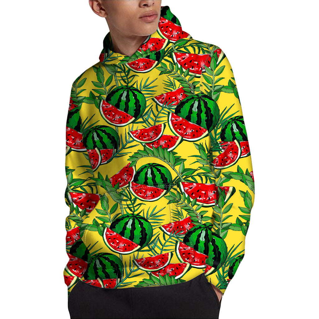 Leaf Watermelon Pieces Pattern Print Pullover Hoodie