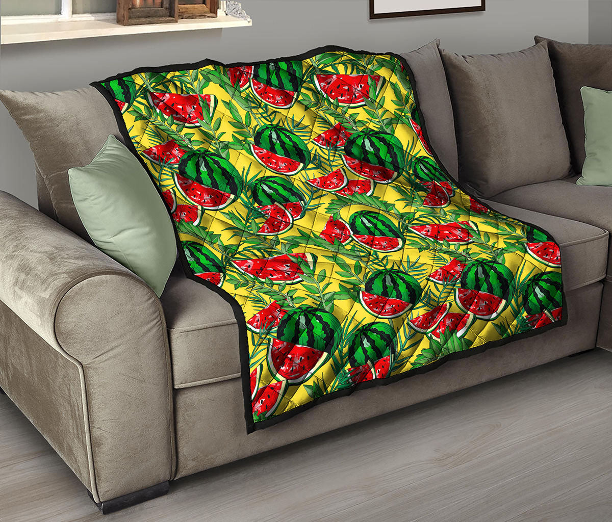 Leaf Watermelon Pieces Pattern Print Quilt