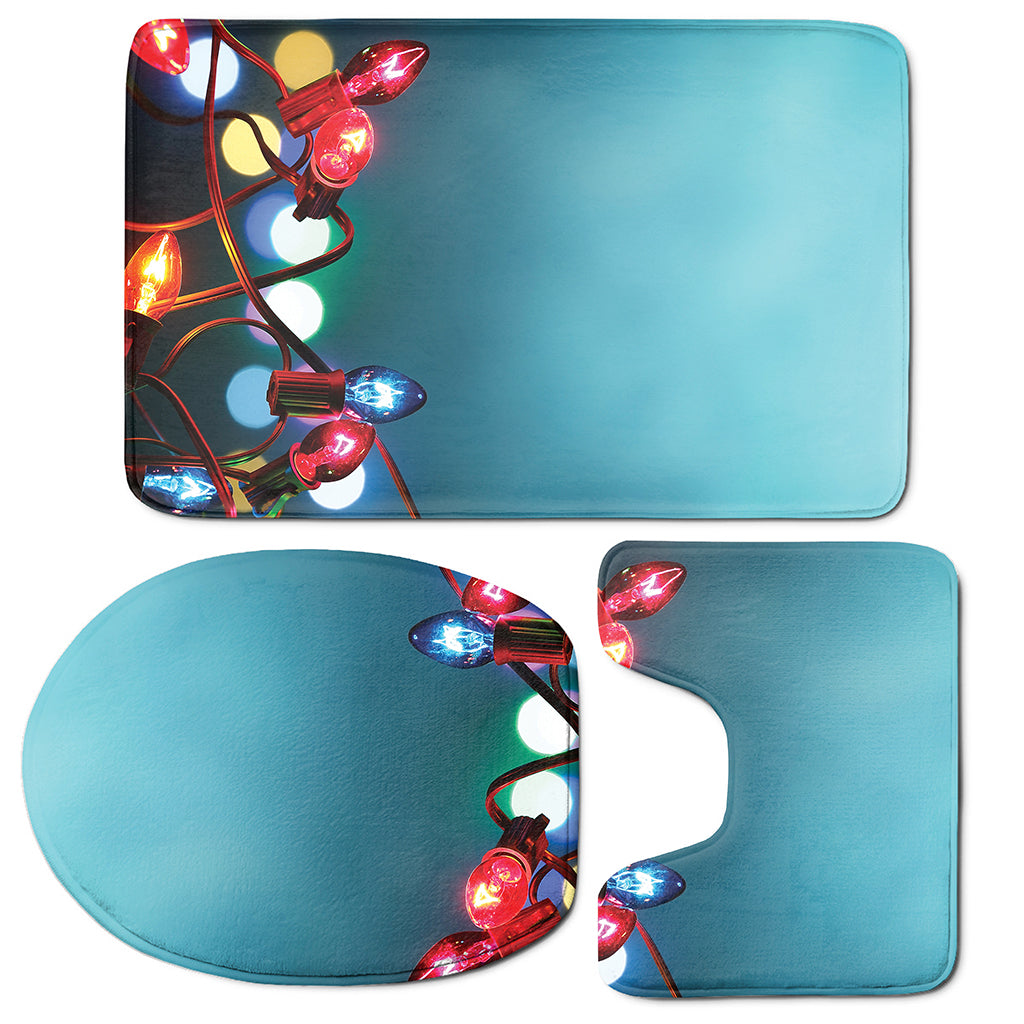 LED Christmas String Lights Print 3 Piece Bath Mat Set