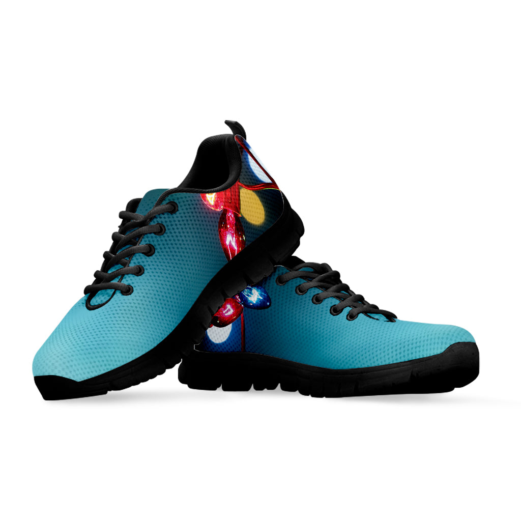 LED Christmas String Lights Print Black Sneakers